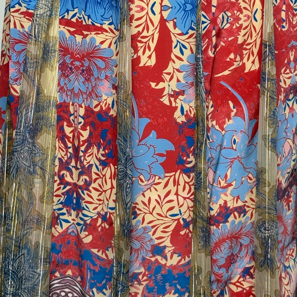 Floral Patchwork Maxi Skirt - Red, Blue, and Tan - Picture 5 of 5